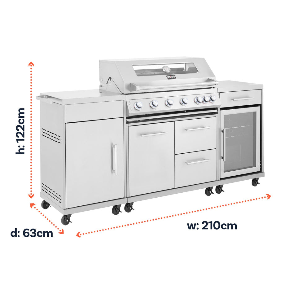 Boss Grill Premium Modular 6 Burner Built-In BBQ with Fridge