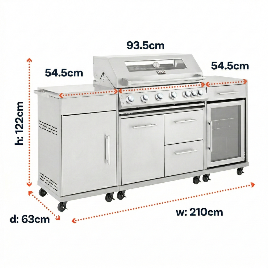 Boss Grill Premium Modular 6 Burner Built-In BBQ with Fridge