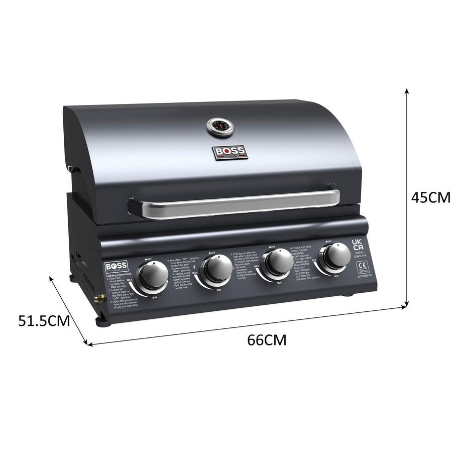 Boss Grill Texas Lone Star 4 Burner Built In Gas BBQ Grill