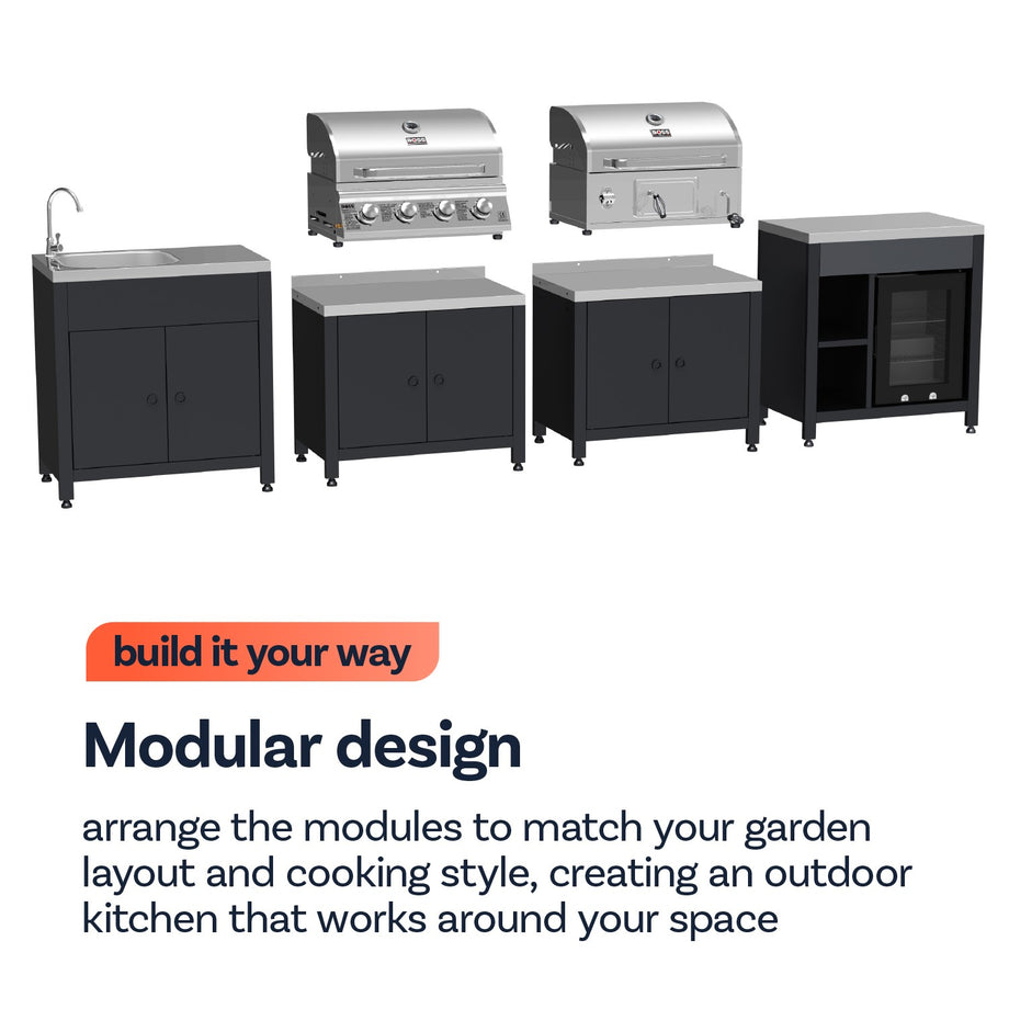 Boss Grill All Star Pro Modular Dual Fuel Outdoor Kitchen - Built-In Gas & Charcoal BBQ with Fridge