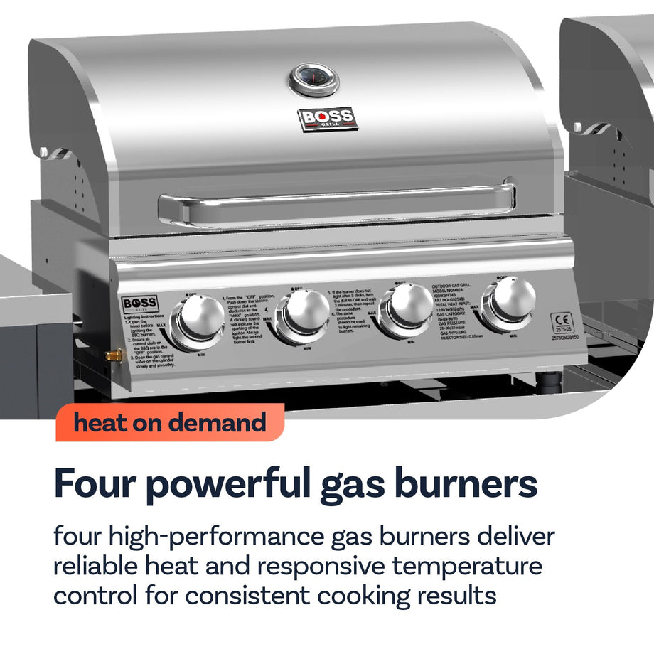 Boss Grill All Star Pro Modular Dual Fuel Outdoor Kitchen - Built-In Gas & Charcoal BBQ with Fridge