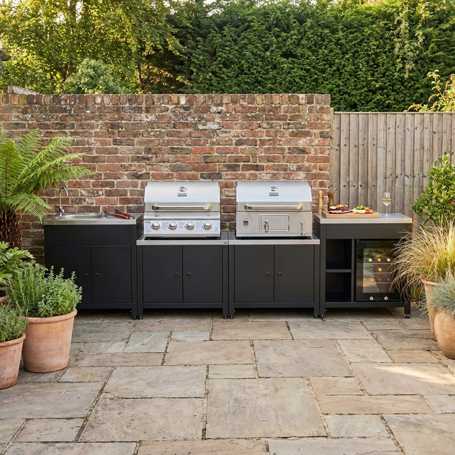 Boss Grill All Star Pro Modular Dual Fuel Outdoor Kitchen - Built-In Gas & Charcoal BBQ with Fridge