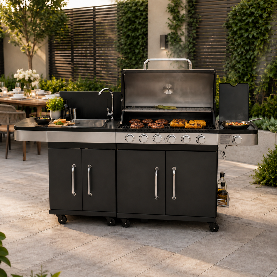Boss Grill Alabama Modular Outdoor Kitchen - 6 Burner Gas BBQ with Sink