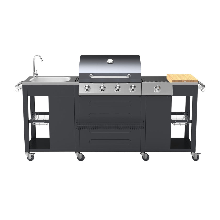 Boss Grill Texas Outdoor Kitchen - 4 Burner Gas BBQ Grill with Side Burner