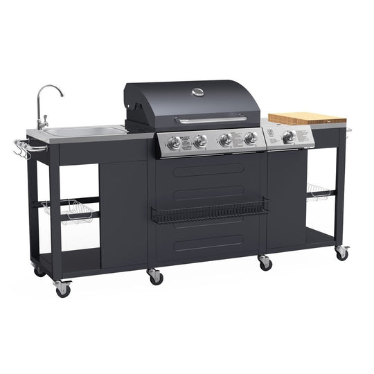 Boss Grill Texas Outdoor Kitchen - 4 Burner Gas BBQ Grill with Side Burner
