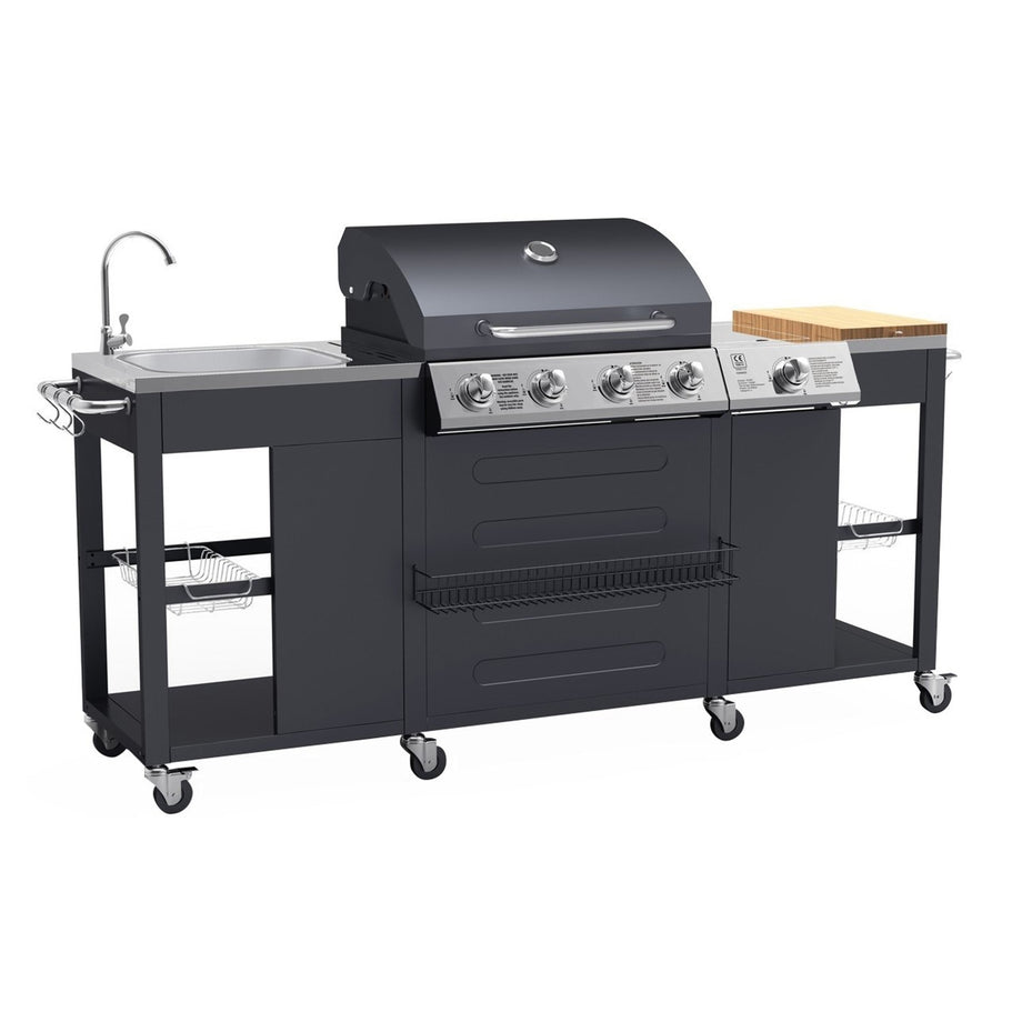 Boss Grill Texas Outdoor Kitchen - 4 Burner Gas BBQ Grill with Side Burner