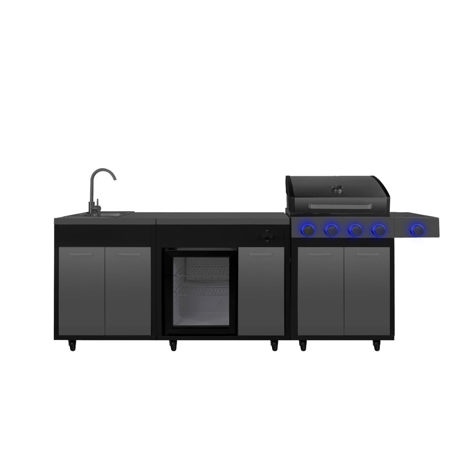Boss Grill Outdoor Kitchen - 4 Burner Gas BBQ Grill with Beverage Cooler and Sink