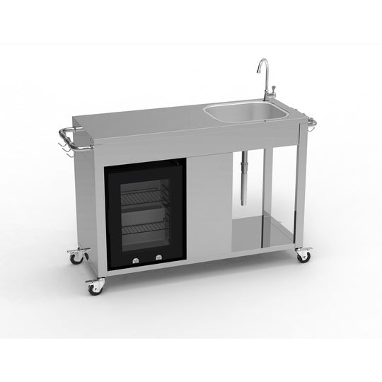 Boss Grill Stainless Steel BBQ Table with Sink and Fridge