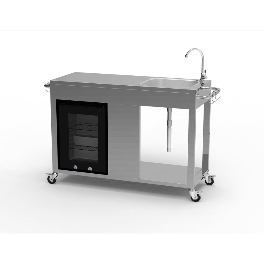 Boss Grill Stainless Steel BBQ Table with Sink and Fridge