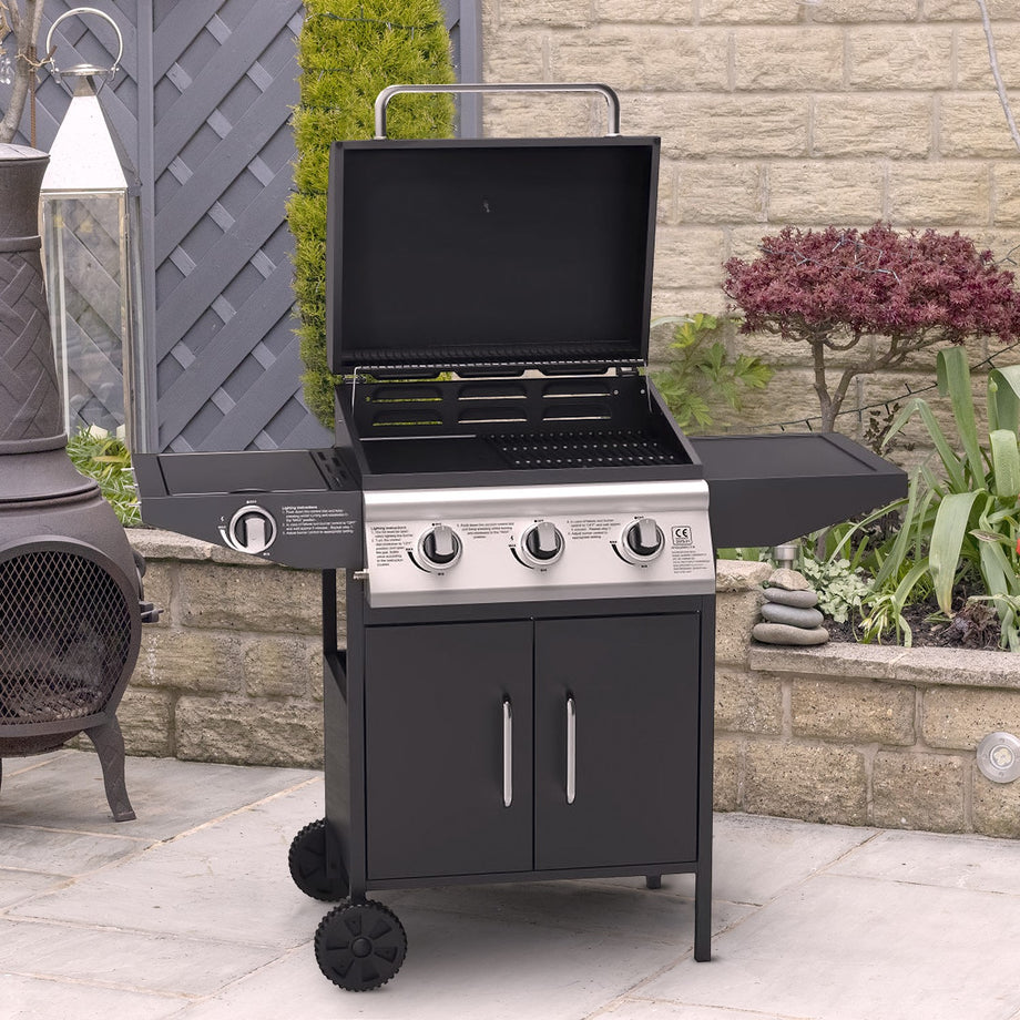 Boss Grill Georgia Classic - 3 Burner Gas BBQ Grill with Side Burner