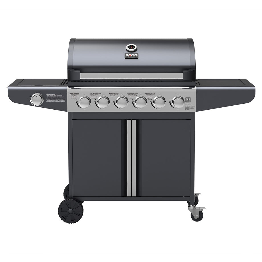 Boss Grill Kentucky Premium - 6 Burner Gas BBQ Grill with Side Burner