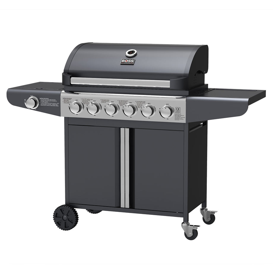 Boss Grill Kentucky Premium - 6 Burner Gas BBQ Grill with Side Burner