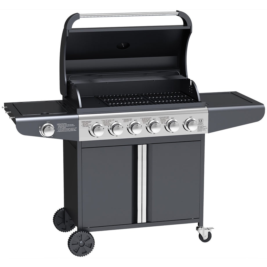 Boss Grill Kentucky Premium - 6 Burner Gas BBQ Grill with Side Burner