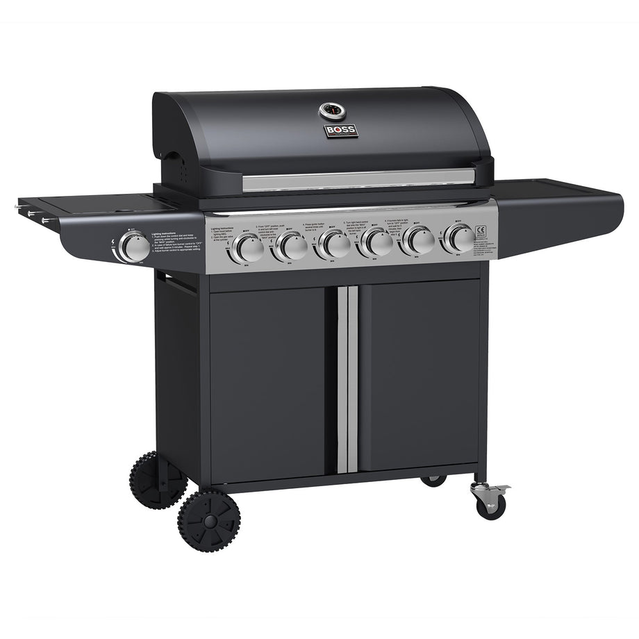 Boss Grill Kentucky Premium - 6 Burner Gas BBQ Grill with Side Burner