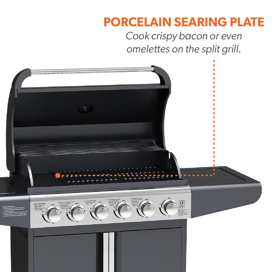 Boss Grill Kentucky Premium - 6 Burner Gas BBQ Grill with Side Burner