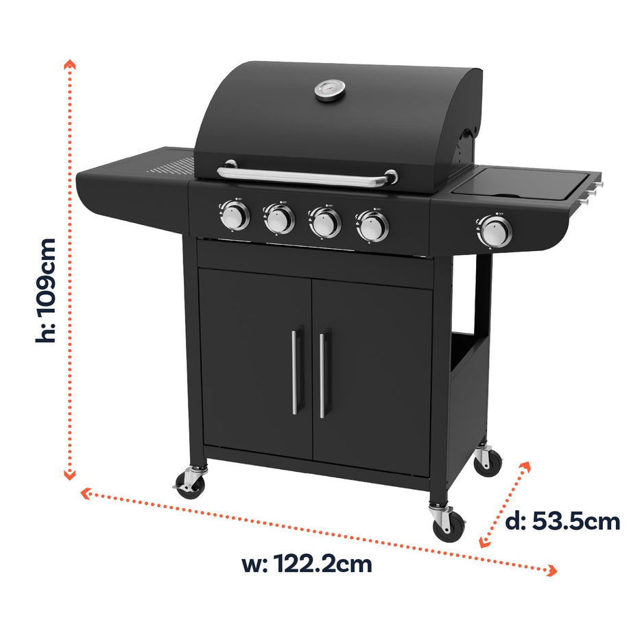 Boss Grill Georgia Classic - 4 Burner Gas BBQ with Side Burner