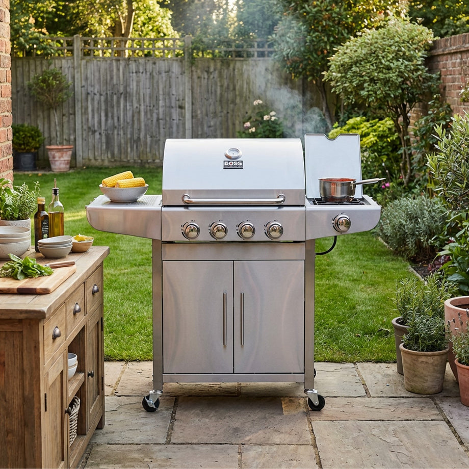 Boss Grill Georgia Classic - 4 Burner Gas BBQ with Side Burner