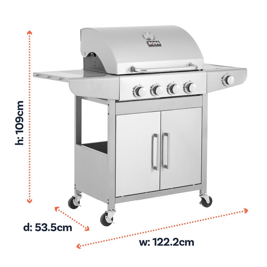 Boss Grill Georgia Classic - 4 Burner Gas BBQ with Side Burner