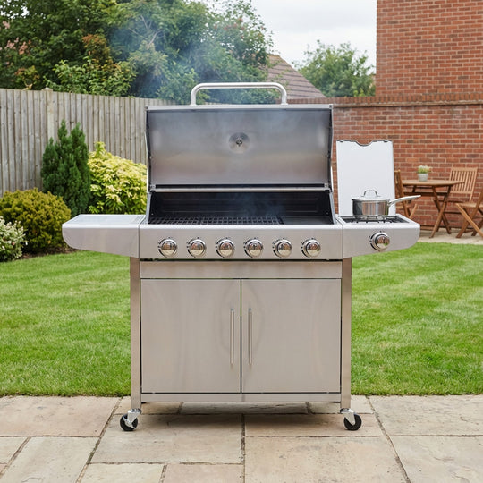 Boss Grill Georgia Classic - 6 Burner Gas BBQ Grill with Side Burner