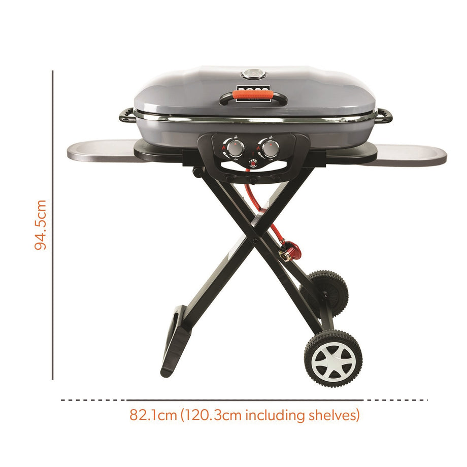 Boss Grill Deluxe Portable - 2 Burner Gas BBQ Grill with Trolley