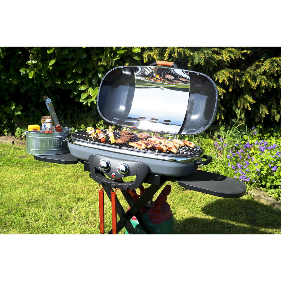 Boss Grill Deluxe Portable - 2 Burner Gas BBQ Grill with Trolley