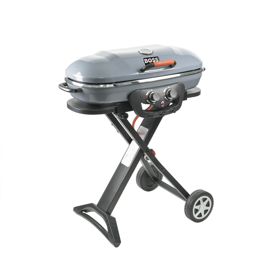 Boss Grill Deluxe Portable - 2 Burner Gas BBQ Grill with Trolley