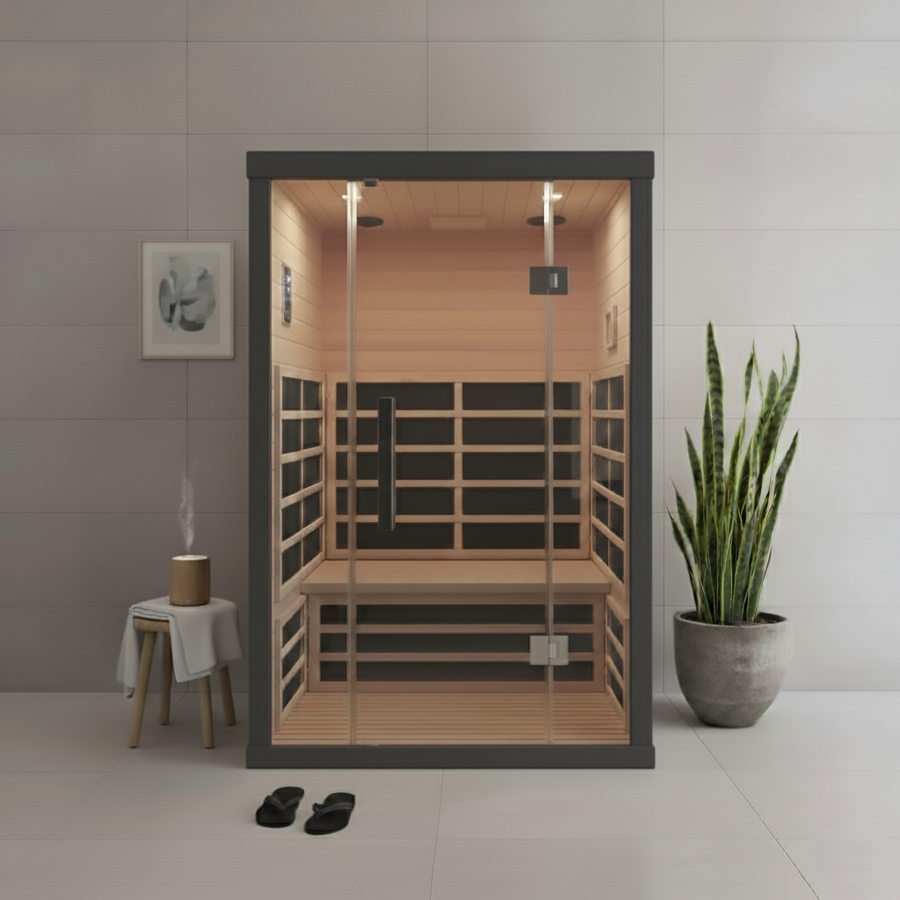 2 Person Indoor Infra-red Sauna - Black - Outdoor Living