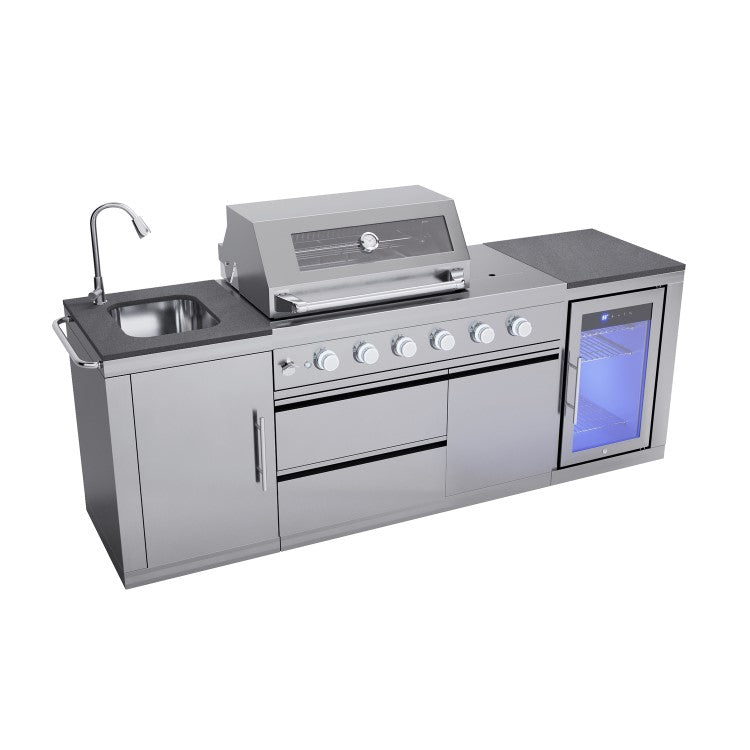 Monster Grill - Ultimate Outdoor Kitchen - 4 Burner Gas BBQ with Fridge and Sink