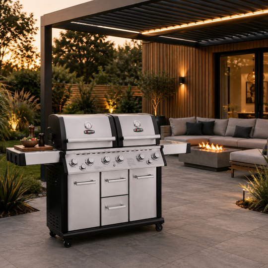Monster Grill 6 Burner Double Header Gas BBQ - Stainless Steel