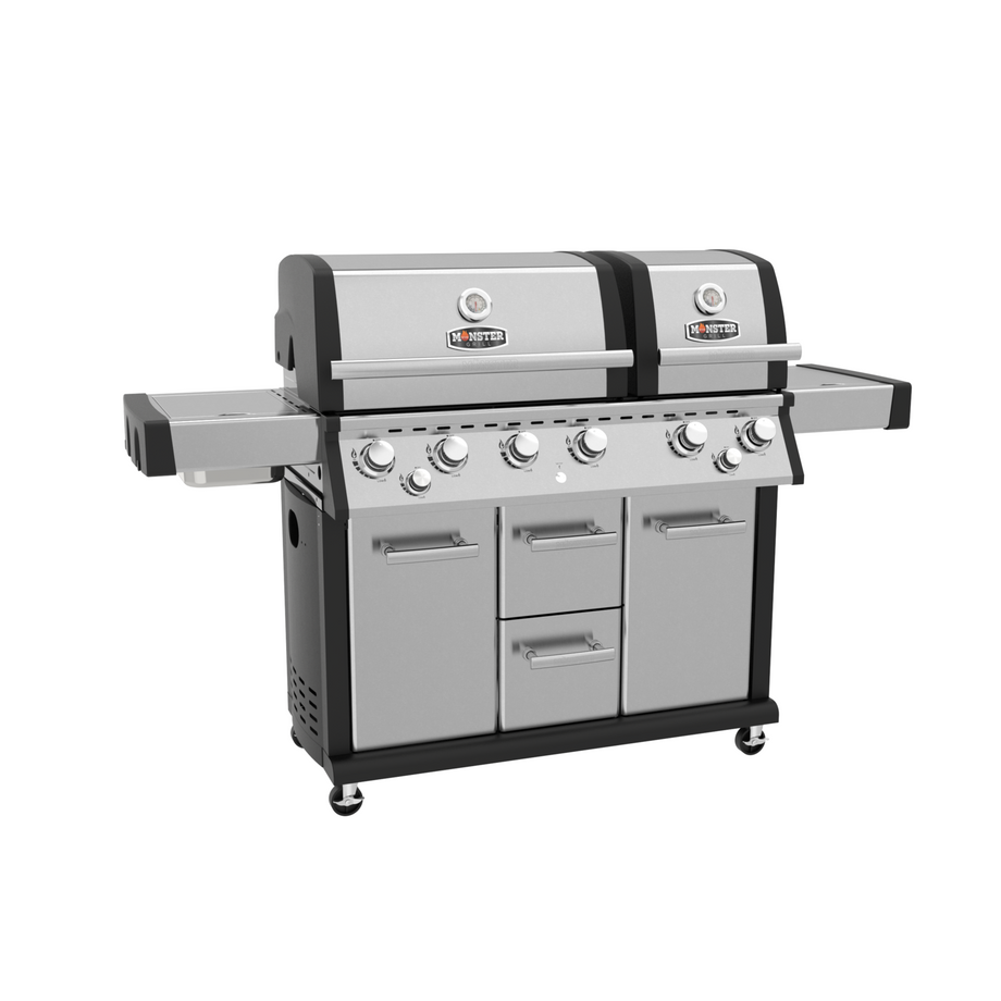 Monster Grill 6 Burner Double Header Gas BBQ - Stainless Steel