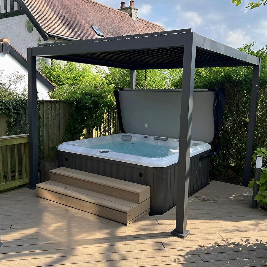 Heavy-Duty Aluminium Pergola with Louvred Roof - 3x3m