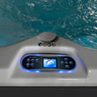 Load image into Gallery viewer, Swim spa mini pool control panel with digital display and buttons, set against the backdrop of a Swim spa mini pool filled with water.

