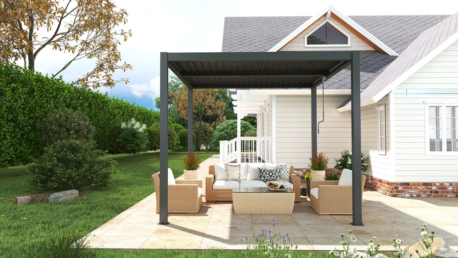 Heavy-Duty Aluminium Pergola with Dual Zone Louvred Roof - 3x3m