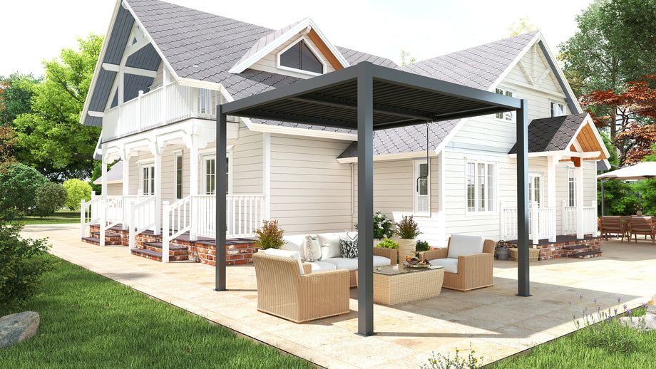 Heavy-Duty Aluminium Pergola with Dual Zone Louvred Roof - 3x3m