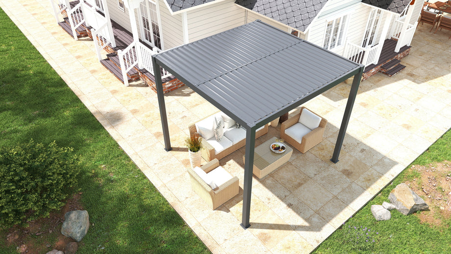 Heavy-Duty Aluminium Pergola with Dual Zone Louvred Roof - 3x3m