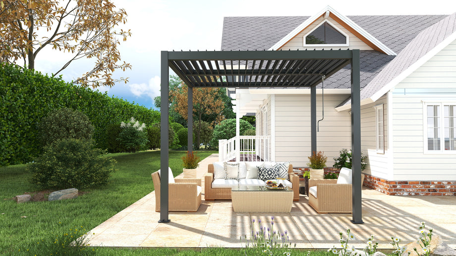 Heavy-Duty Aluminium Pergola with Dual Zone Louvred Roof - 3x3m