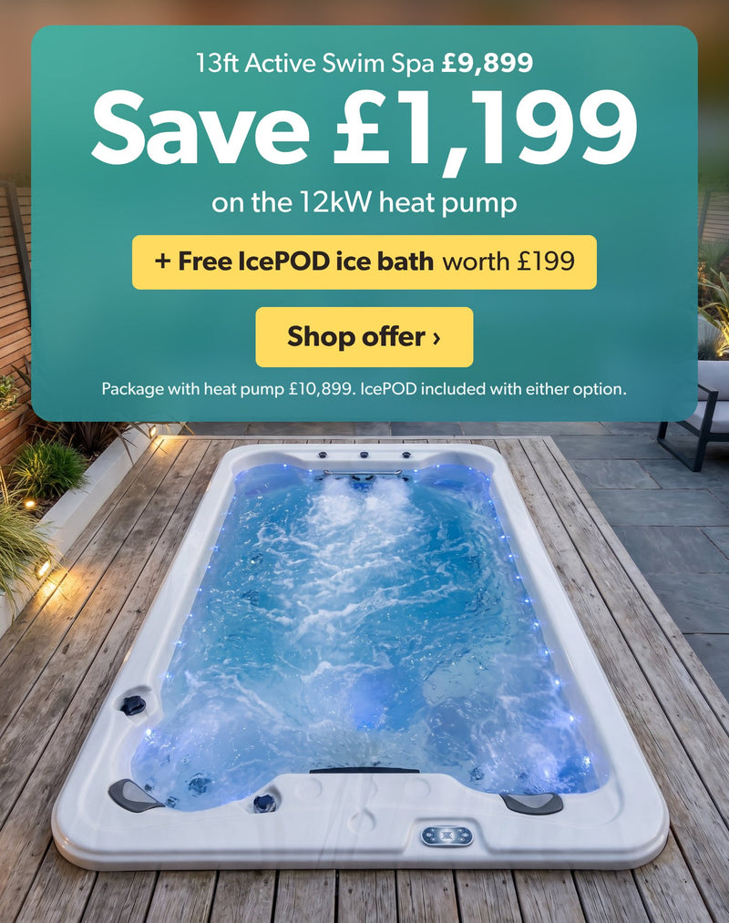 Outdoor Living Active Swim Spa: save £1,199 on the 12kW heat pump and get a free IcePOD ice bath worth £199