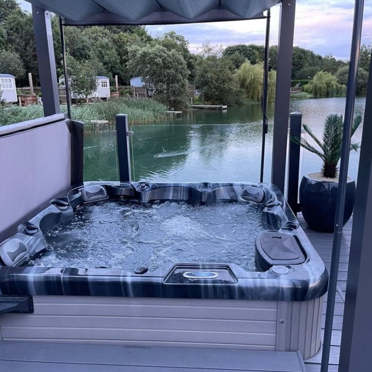 Bespoke Velarium Metal Hot Tub Gazebo with Waterproof Retracting Canopy Roof