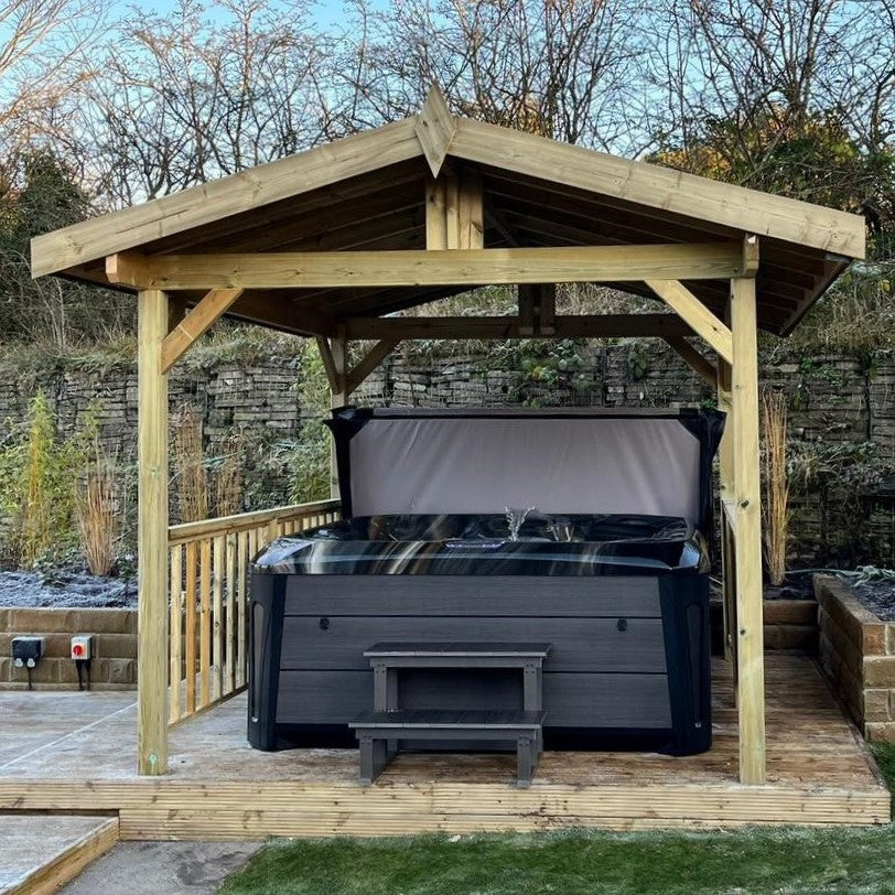 Apex Wooden Hot Tub Gazebo with Roof
