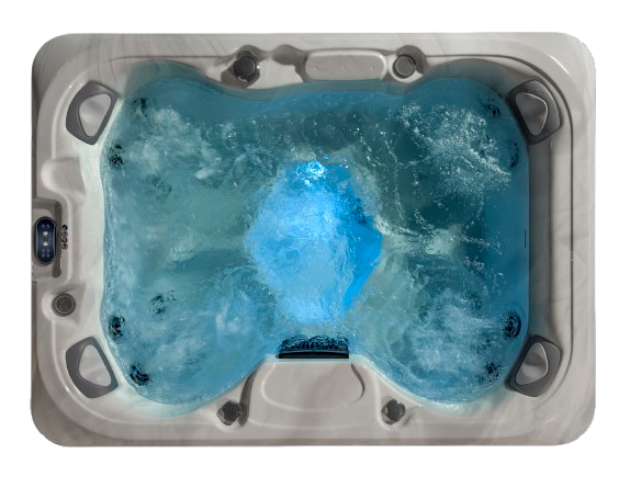 Outdoor Living Comfort Hot tub Top Down No Background Blue LED With Water