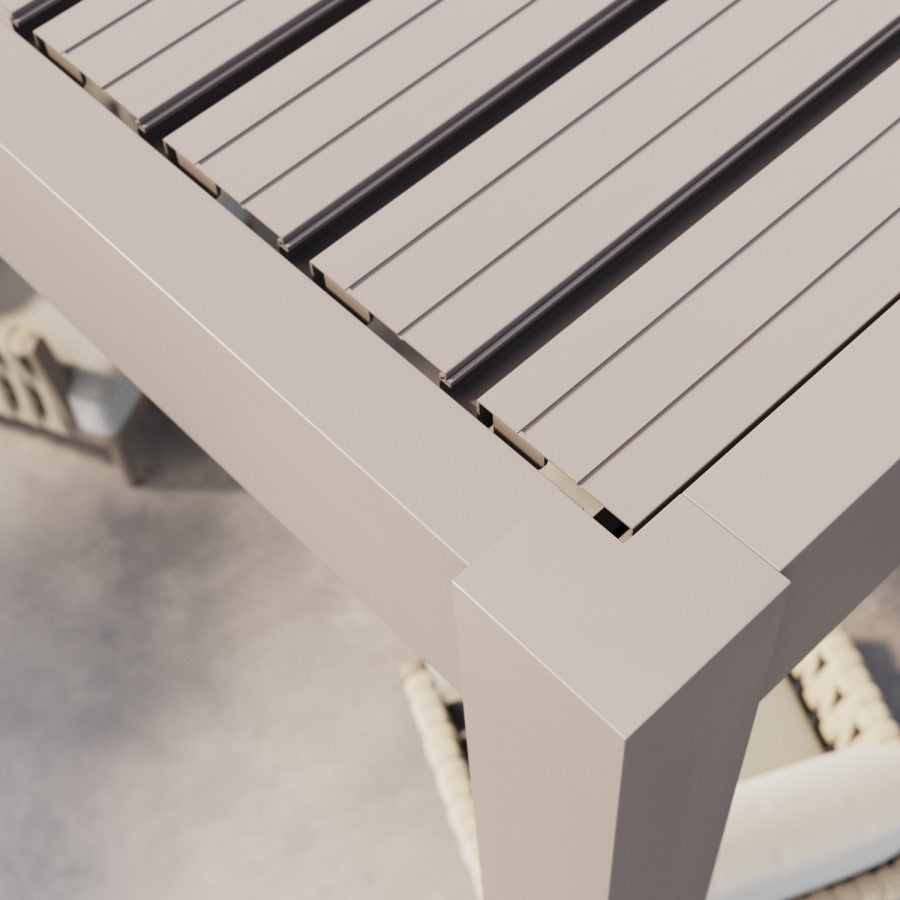 3 x 3m Heavy Duty Aluminium Pergola with Louvred Shutter Roof and Two Textilene Side Panels - Beige