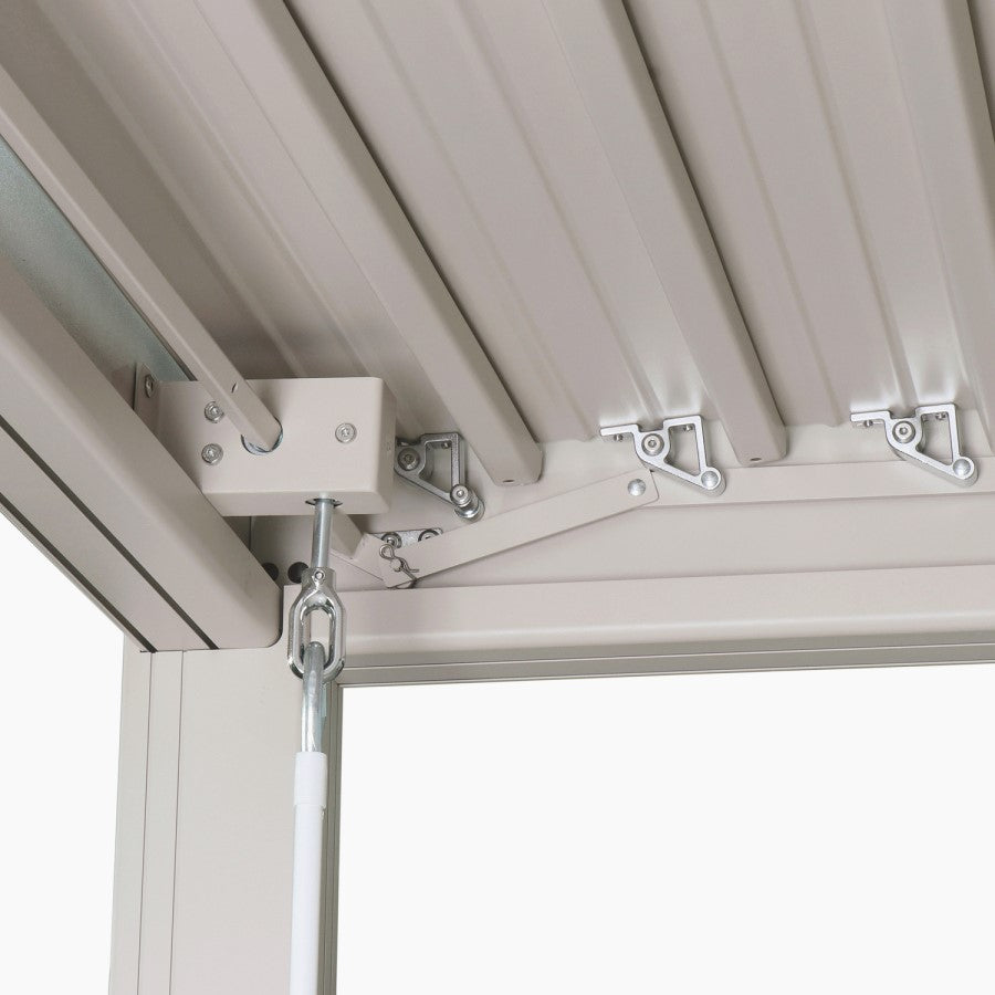 3 x 3m Heavy Duty Aluminium Pergola with Louvred Shutter Roof and Two Textilene Side Panels - Beige