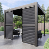 Load image into Gallery viewer, Heavy Duty Aluminium Single Slatted Adjustable Pergola Screen in Charcoal
