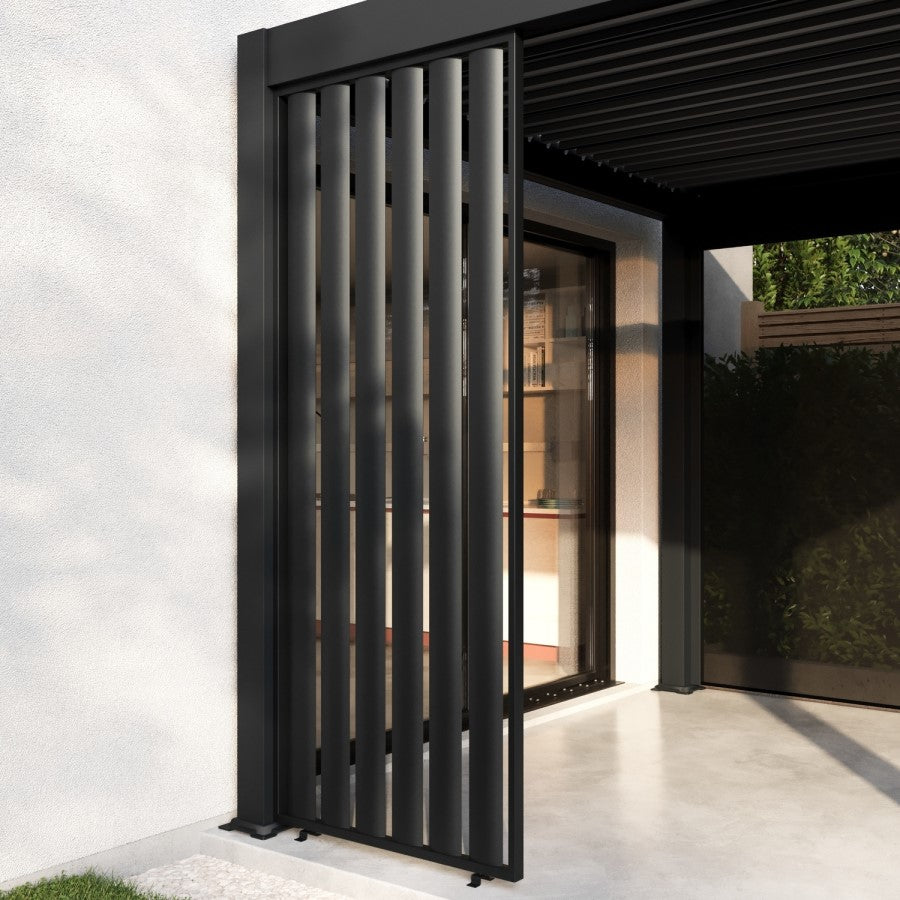 Heavy Duty Aluminium Single Vertical Slatted Pergola Screen in Charcoal