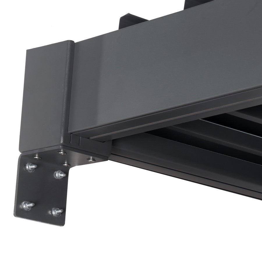 3x3 Wall Mounted Pergola with Louvered Shutter Roof in Charcoal Black