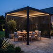 Load image into Gallery viewer, 3 x 3m Heavy Duty Aluminium Charcoal Automatic Louvred Pergola with LED Lighting &amp; 2 Textilene Side Panels
