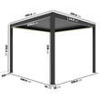Load image into Gallery viewer, 3 x 3m Heavy Duty Aluminium Charcoal Automatic Louvred Pergola with LED Lighting &amp; 2 Textilene Side Panels
