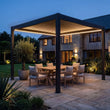 Load image into Gallery viewer, 3 x 3m Heavy Duty Aluminium Charcoal Automatic Louvred Pergola with LED Lighting &amp; 2 Textilene Side Panels
