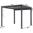Load image into Gallery viewer, 3 x 3m LED Light Heavy Duty Charcoal Aluminium Pergola with Louvred Shutter Roof Two Textilene Side Panels
