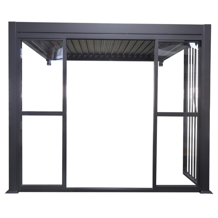 Aluminium Glazed Sliding Pergola Doors System in Charcoal